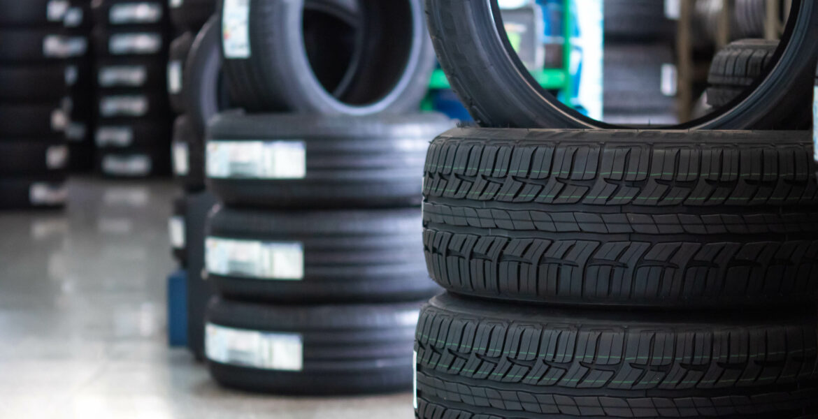 rubber tire and wheels at garage business shop
